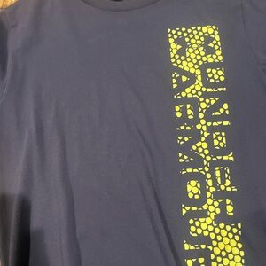 Under Armour Navy Tee with Neon Yellow Design
